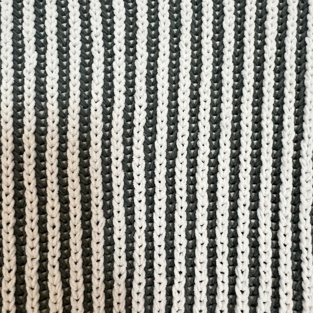 Aerie Beyond Chenille Oversized Sweater Green and Cream Striped Pattern- Size S - Picture 6 of 6